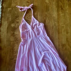 Pink Seersucker Halterneck Dress
